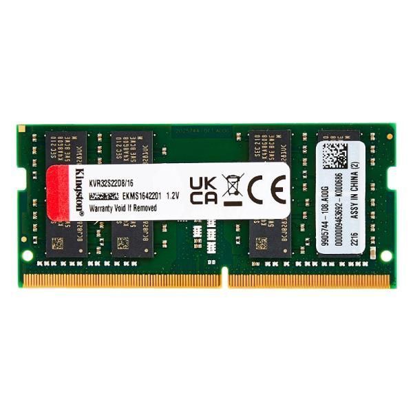 Пам'ять Kingston 16 ГБ SO-DIMM DDR4 3200 МГц (KVR32S22S8/16) 43634 фото