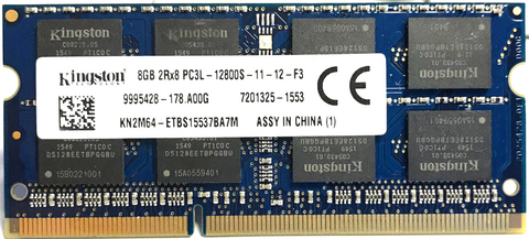 Пам'ять Kingston 8 ГБ SO-DIMM DDR3L 1600 МГц (KN2M64-ETB) 43673 фото