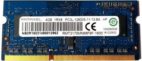 Пам'ять Ramaxel 4 ГБ SO-DIMM DDR3L 1600 МГц (RMT3170MN68F9F-1600) 42489 фото