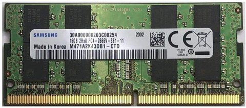 Пам'ять Samsung 16 ГБ SO-DIMM DDR4 2666 МГц (M471A2K43DB1-CTD) 40826 фото